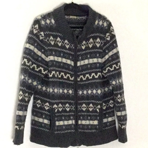 L.L. Bean Lamb’s Wool Full Zip Chunky Thick Sweater, Pockets. Retro Western Y2K - Picture 1 of 6